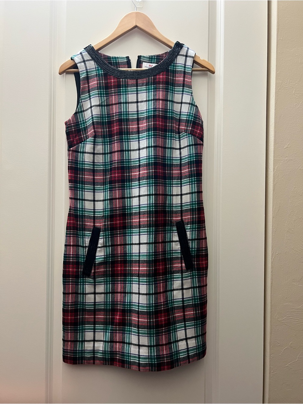 Vineyard Vines Plaid Sleeveless Mini Dress in Red, Green, White